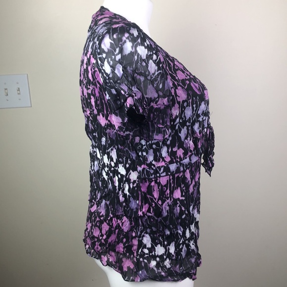 JM Collection Sheer Shell Top Abstract Print - Picture 3 of 8